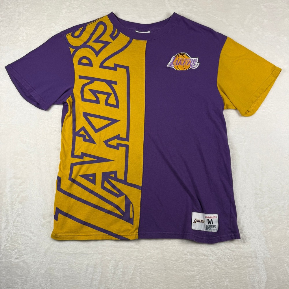 Mitchell & Ness Los Angeles Lakers T Shirt NBA‎ Gold Purple Men's Medium